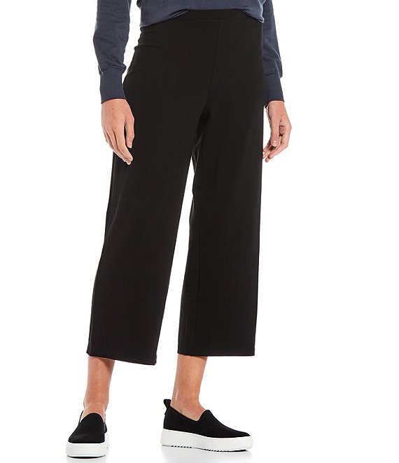 Eileen Fisher Tencel Jersey Straight Cropped Wide Leg Crop Pants