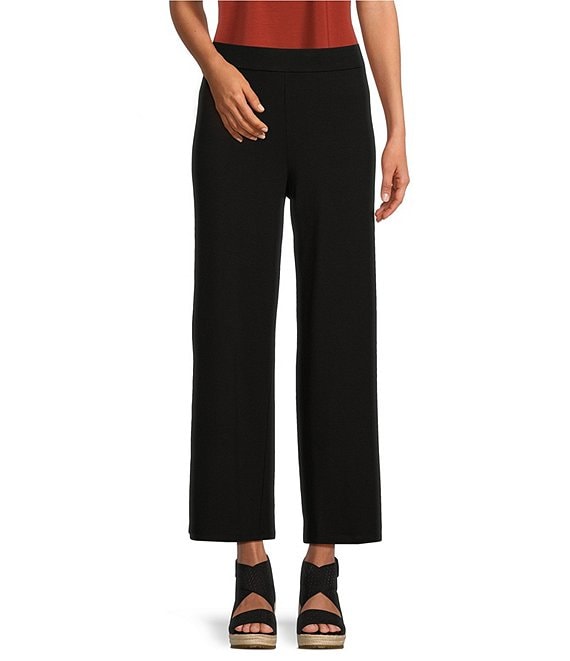 Eileen Fisher Tencel™ Lyocell Stretch Knit Jersey Wide Leg High Slit Hem  Ankle Pants