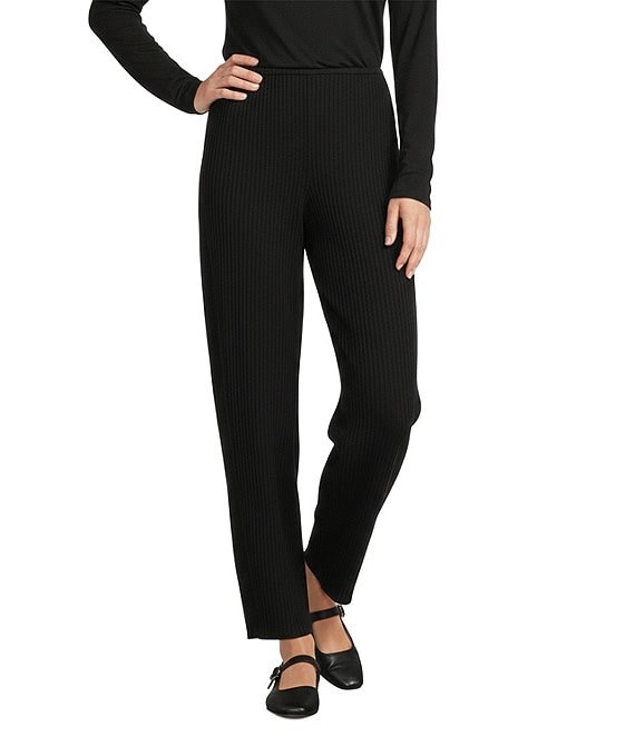 Eileen Fisher Texture Stretch Rib Knit Lantern Ankle Pants