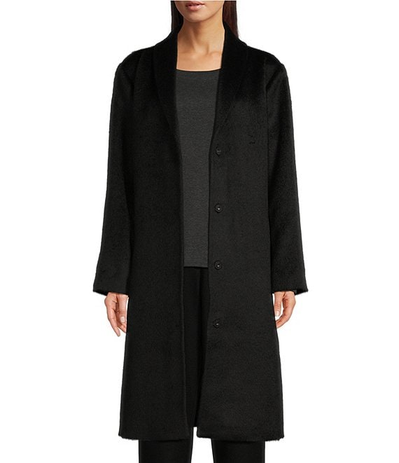 Eileen Fisher Textured Luxe Shawl Collar Wool Blend Long Sleeve ...