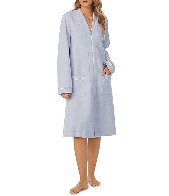 Miss Elaine Quilt-In-Knit Zip Front Robe | Dillard's
