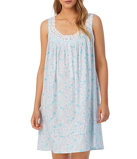 Eileen West Floral Print Woven Sleeveless Scoop Neck Chemise