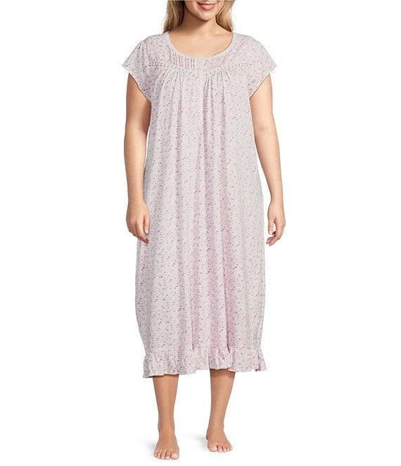 [RONRON] LACE ROUND HEART NECK LONG SLEEVE★新作・24AW★ Eileen West Plus Size Floral Cap Sleeve Round Neck Jersey