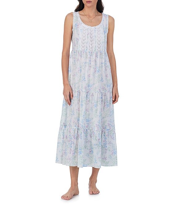 Eileen West Watercolor Floral Print Sleeveless Woven Ballet Nightgown Dillard s