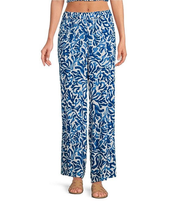 ELAN Coordinating Printed Elastic Waist Wide Leg Pants