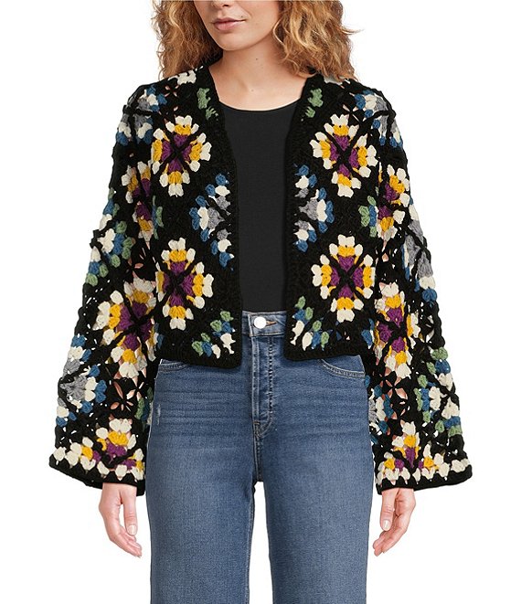 The Leandra Floral Embroidered Sweater with Eyelet Collar and popular Frill Sleeves