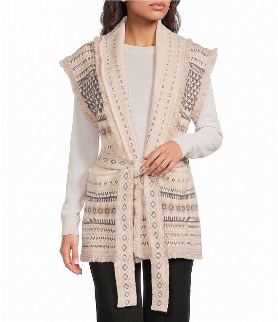 Elan Knit Sleeveless Tie Front Cardigan