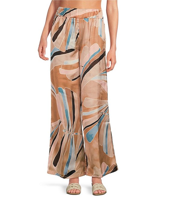 ELAN Coordinating Paisley Print Elastic Waistband Side Slit