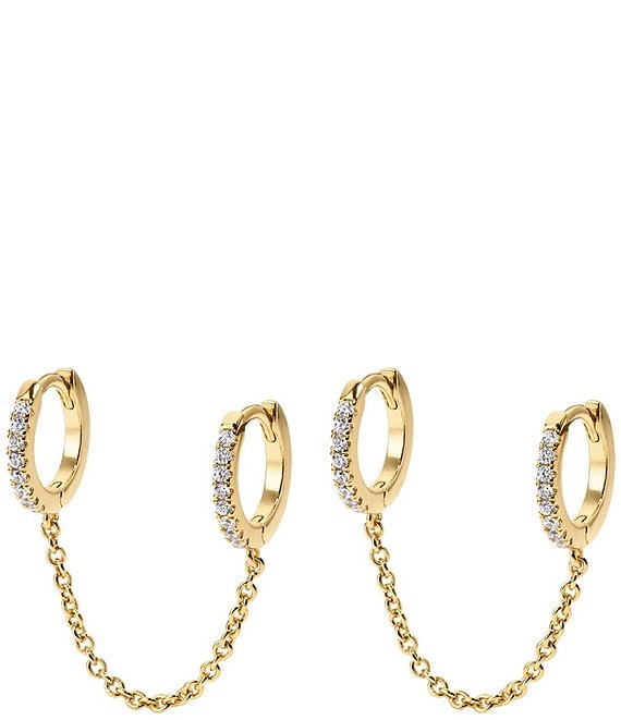 Electric Picks Double Down Hoop Earrings, Gold - Image 1