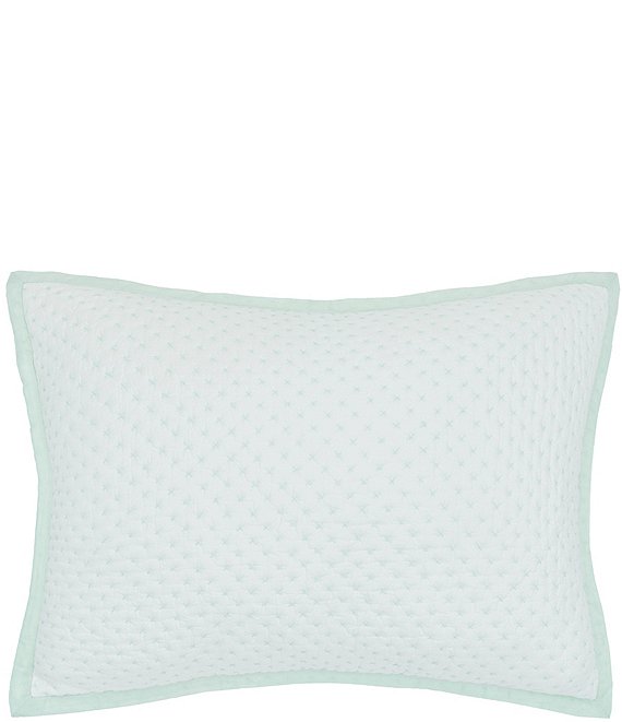 Color:Sea Glass - Image 1 - Hanima Contrast Stitch Reversible Cotton Voile Pillow Sham