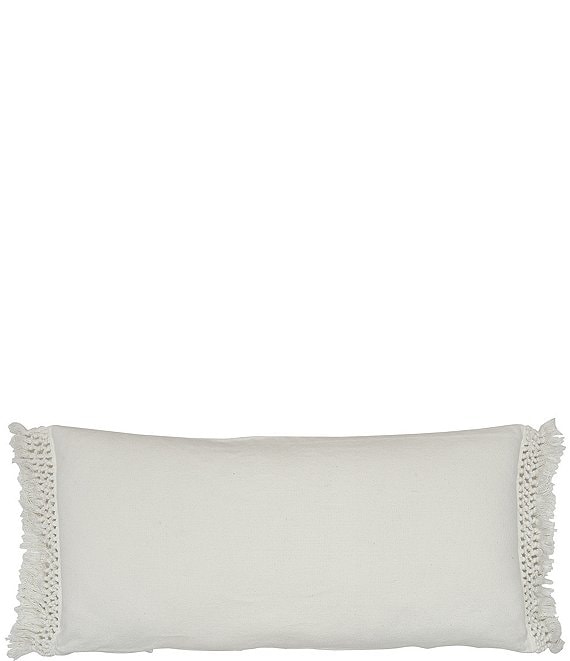 Color:Dove - Image 1 - Lavato Fringed Bolster Pillow