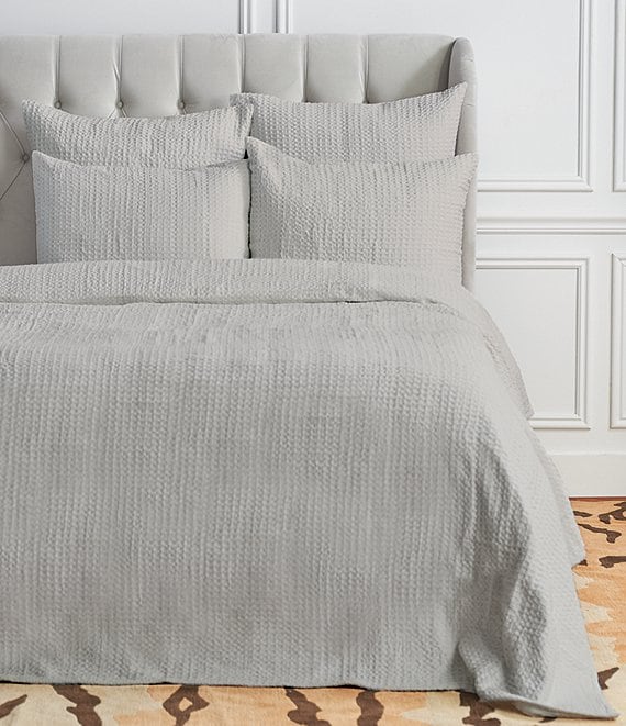 Color:Pearl Grey - Image 1 - Waffle Weave Cotton Gauze Coverlet
