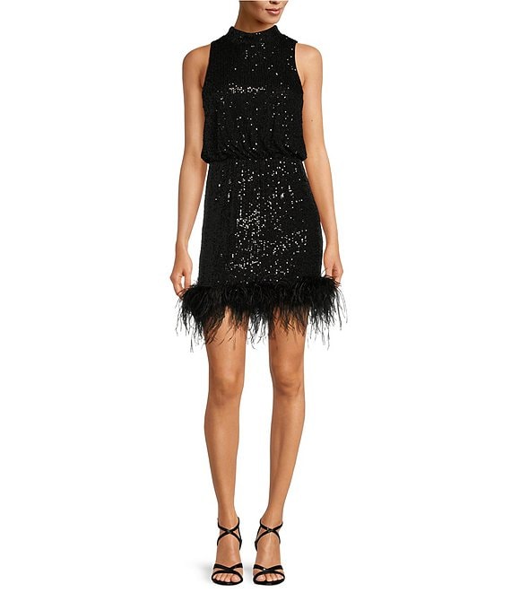 sequin feather dress