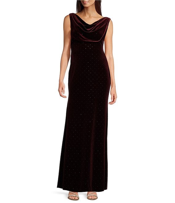 Eliza J Petite Size Velvet Cowl Neck Sleeveless Beaded Sheath Dress Dillard s