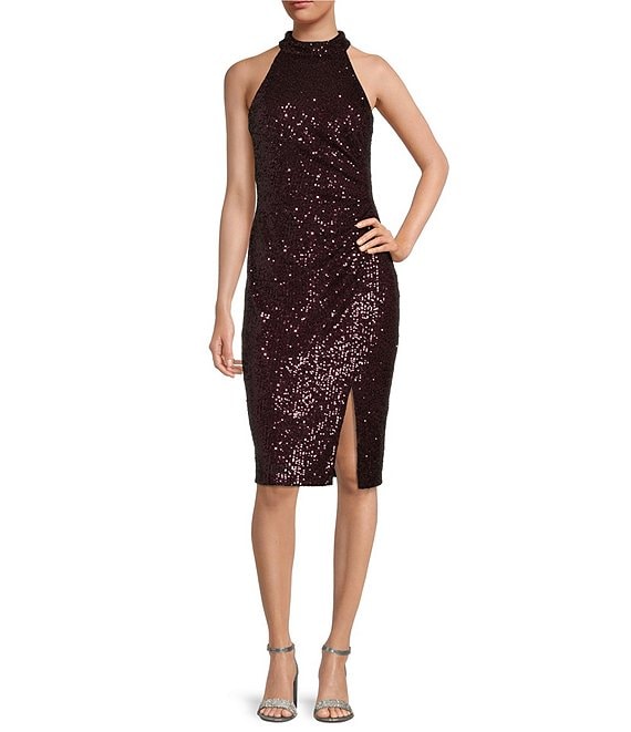 ELIZA J Cocktail Formal Dress with top Rhinestone Detail Neckline