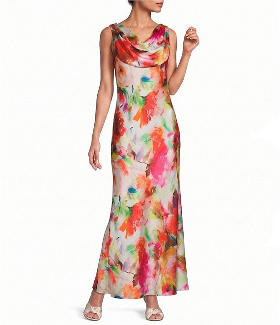 Eliza J Sleeveless Drape Neck Gown