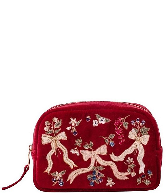 Elizabeth Scarlett Berries & Bows Velvet Makeup Bag