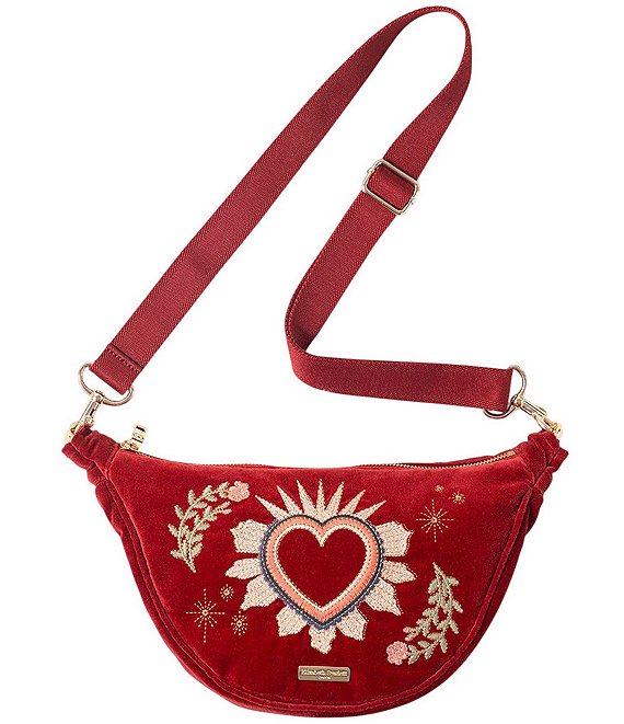 Elizabeth Scarlett Enchanted Heart Velvet Crossbody Sling Bag