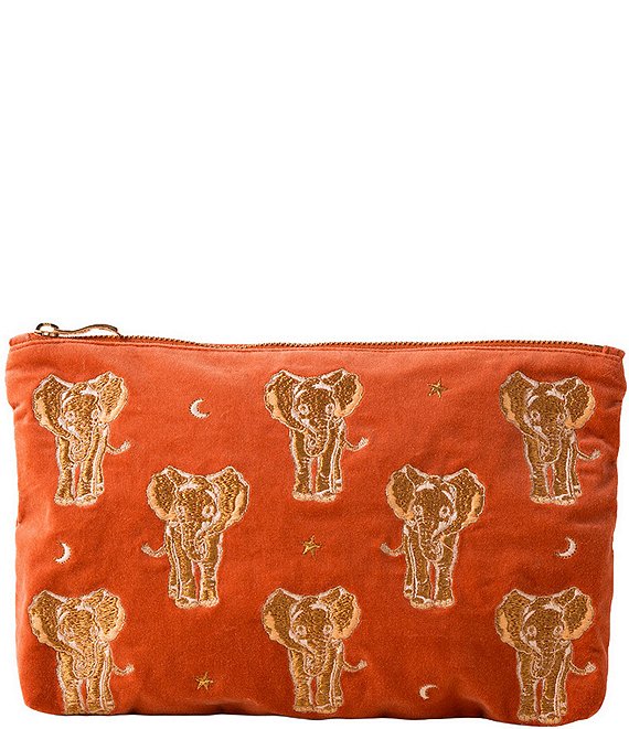 Elizabeth Scarlett Gold Elephant Velvet Everyday Pouch