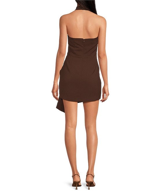 ELLIATT Anaya Halter Mini Dress, Womens, XS, Brown