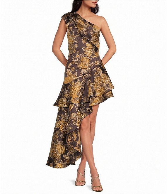 ELLIATT Isisa Asymmetric Floral Jacquard Maxi Dress