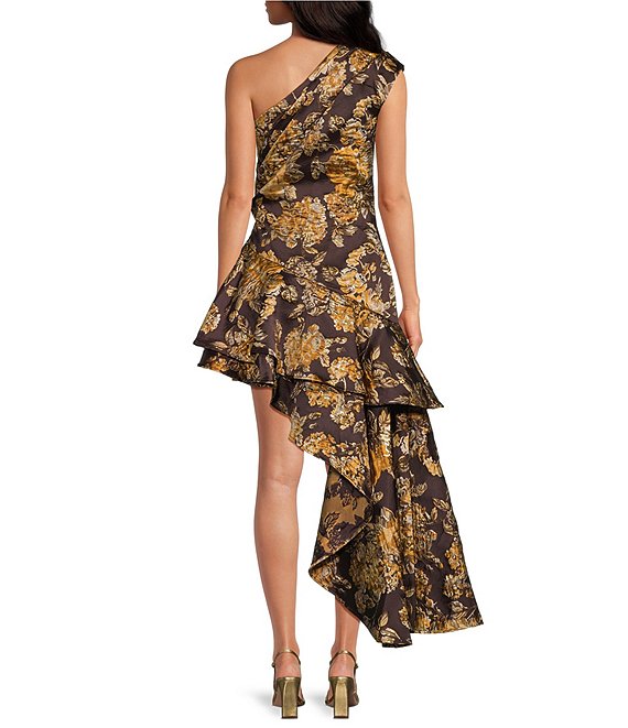 ELLIATT Isisa Asymmetric Floral Jacquard Maxi Dress