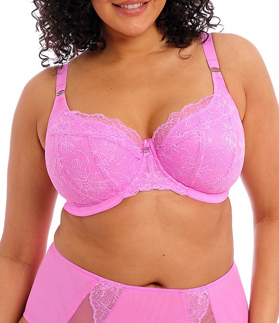 Color:Very Pink - Image 1 - Brianna Padded Half Cup Scallop Lace Overlay Push-Up Bra