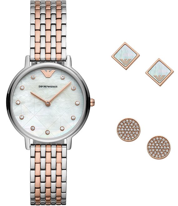 Emporio Armani Women's Two-Tone Bracelet Watch Gift Set | Dillard's