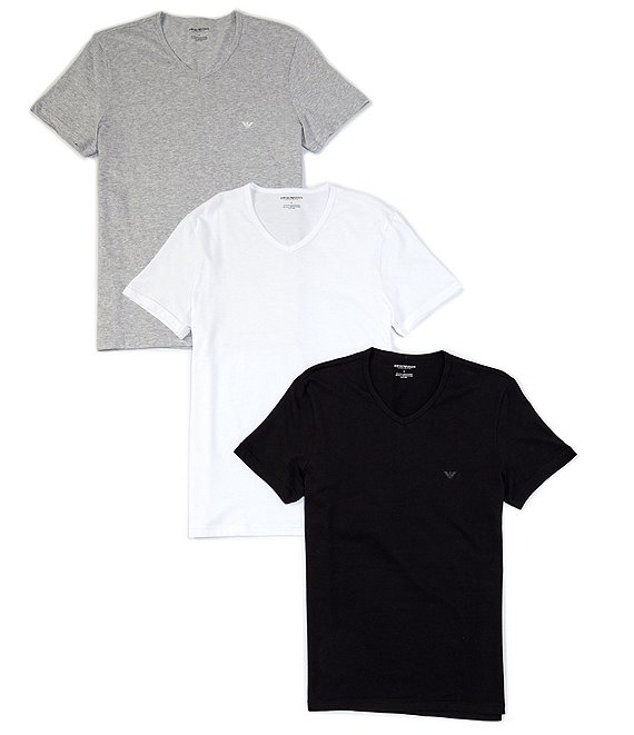 Emporio Armani Pure Cotton V-Neck T-shirts 3-Pack | Dillard's
