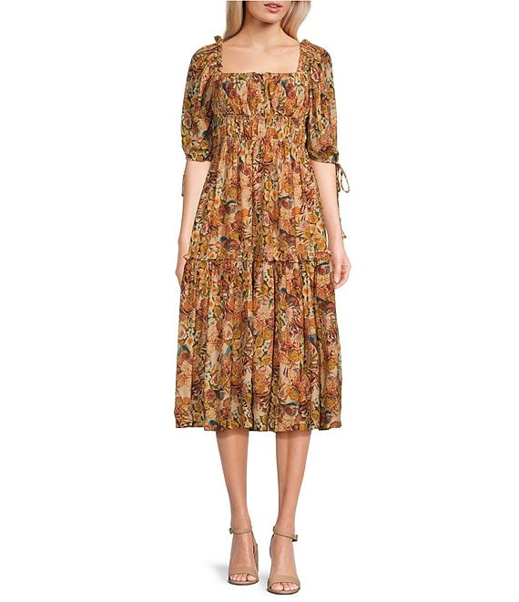 LIKELY 2024 Juno floral tiered ruffle midi dress size 10