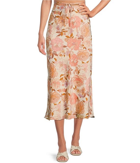 En Saison Coordinating Risa Floral Print Satin Midi Skirt | Dillard's