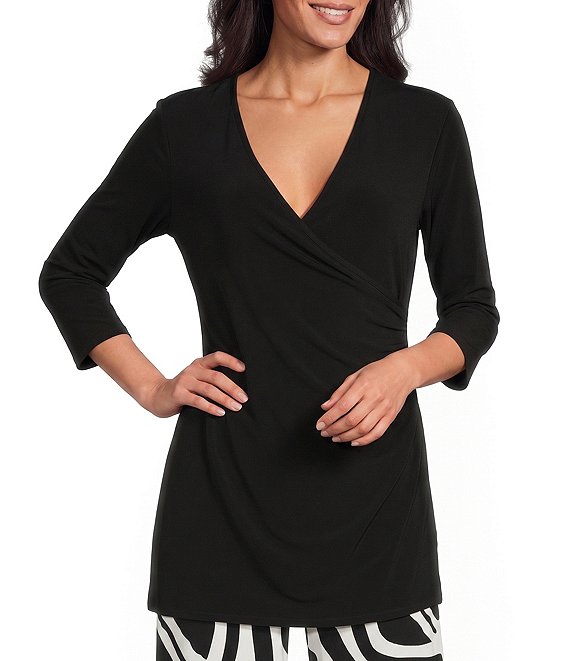 Eva Varro Fold Over V-Neck 3/4 Sleeve Tunic
