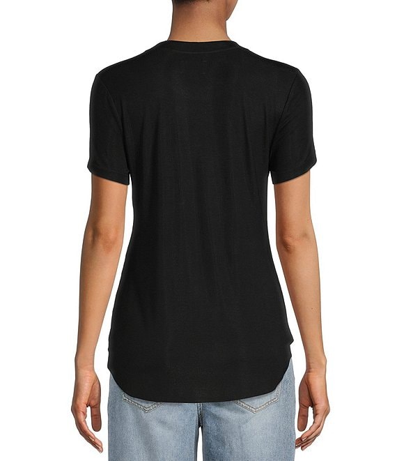 Every Crew Neck Ribbed Short Sleeve Shirttail Hem Tee Shirt