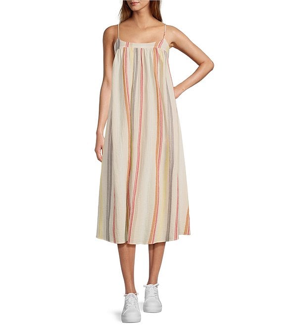 Every Gauze Stripe Sleeveless Maxi Dress | Dillard's