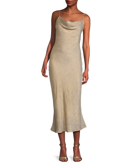 Cowl neck midi slip dress best sale