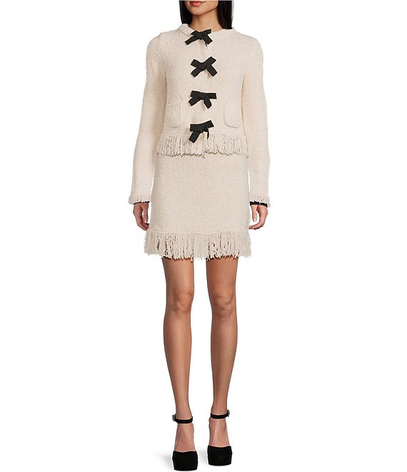 Evolutionary Crew Neck Long Sleeve Bow Front Coordinating Cardigan