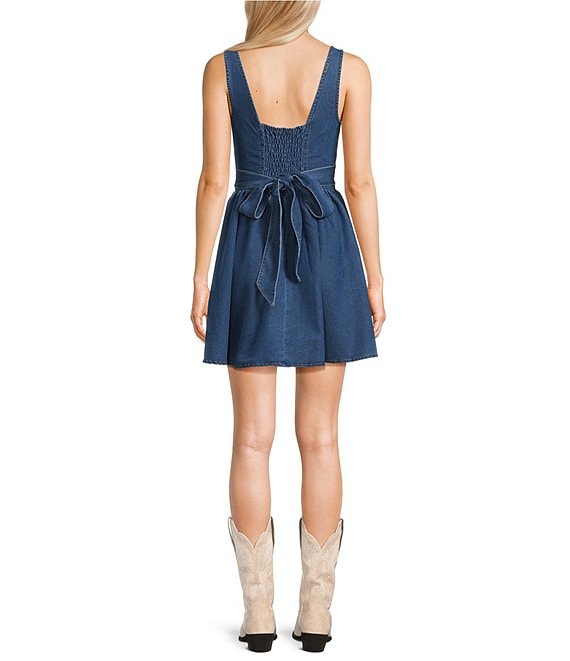 denim scoop neck dress Evolutionary Corset Tie Back Madewell denim Size:12 month Made with 99% regenerative Boho Halter Dress SHEIN Lady Plus Size