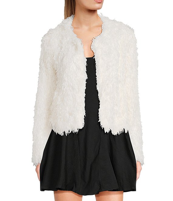Evolutionary Faux Fur Long Sleeve Jacket, Ivory - Image 1