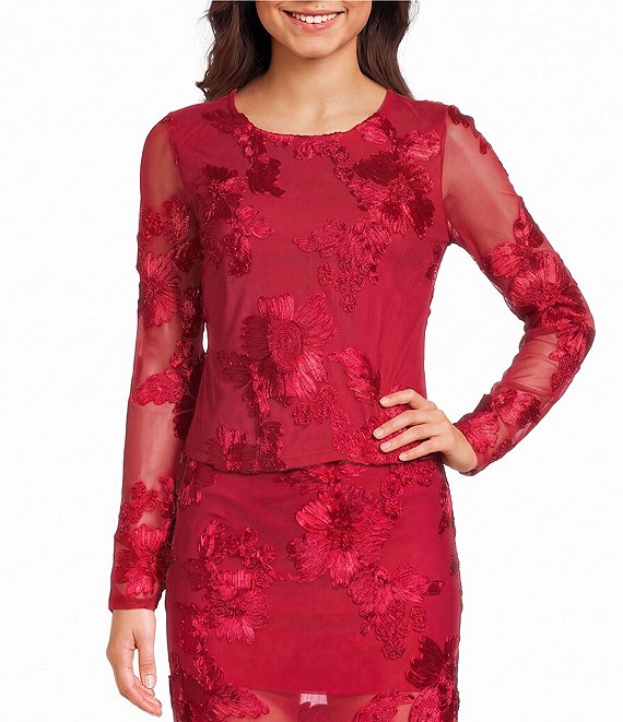 Evolutionary Long Sleeve Allover Print Mesh Coordinating Top