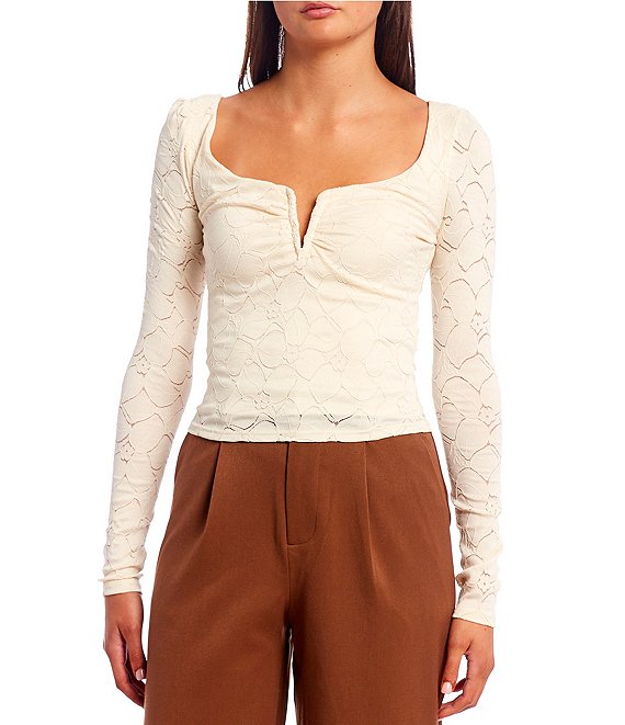 Lace-trimmed Pointelle Jersey Top