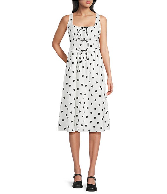 Evolutionary Polka Dot Square Neck Corseted Dress