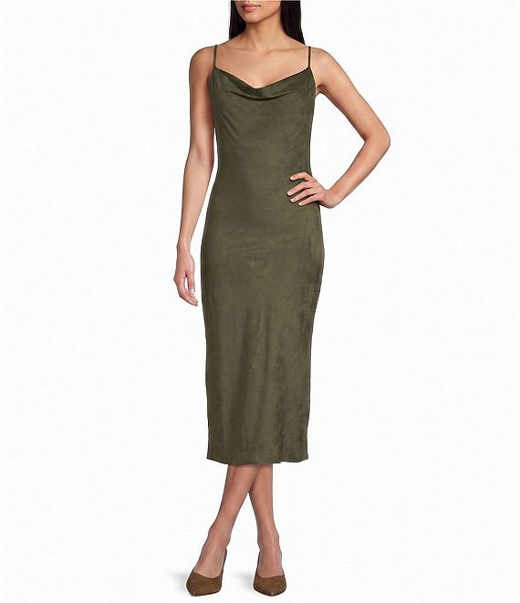 Evolutionary Sleeveless Cowl Neck Slip Dress