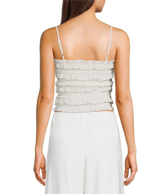 Evolutionary Spaghetti Strap Ruffle Cami Top | Dillard