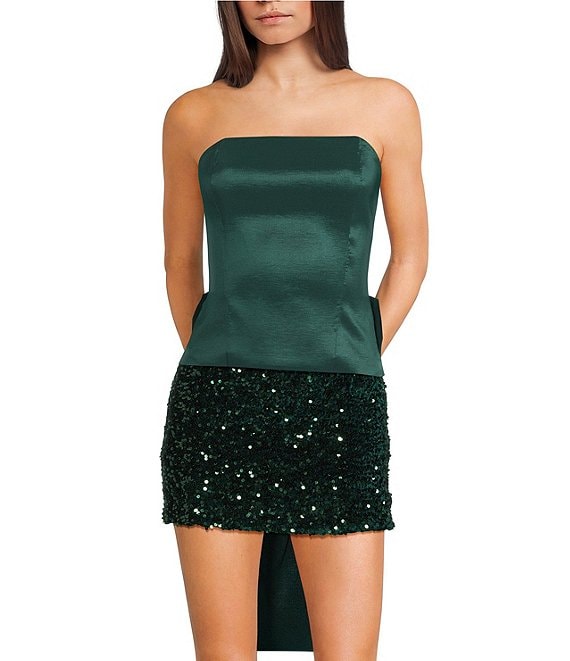 Evolutionary Strapless Bow Back Top, Hunter - Image 1