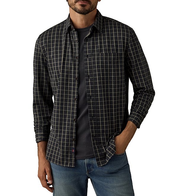 Faherty Big & Tall Coastline Knit Check Long Sleeve Woven Shirt