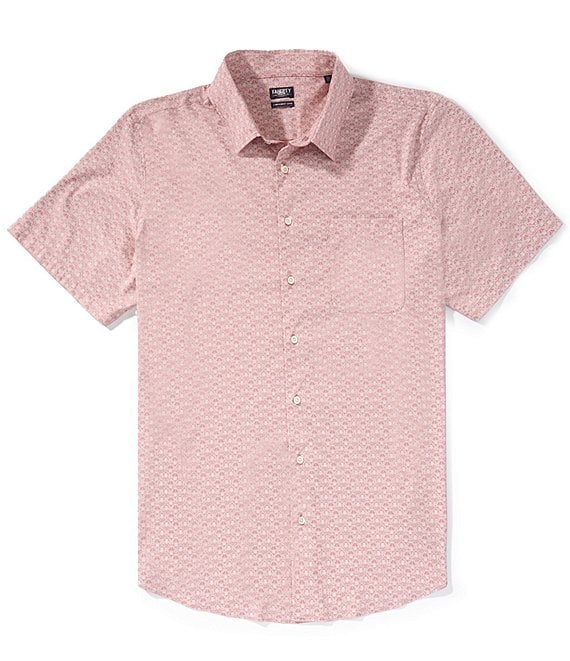 Faherty Big & Tall Movement Palm Print Short Sleeve Woven Shirt