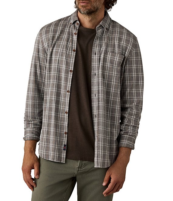 Faherty Coastline Knit Long Sleeve Woven Window Plain Shirt