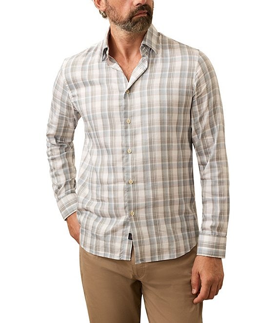 Faherty Monterrey Long Sleeve Woven Shirt, Morning Mist Plaid - Image 1