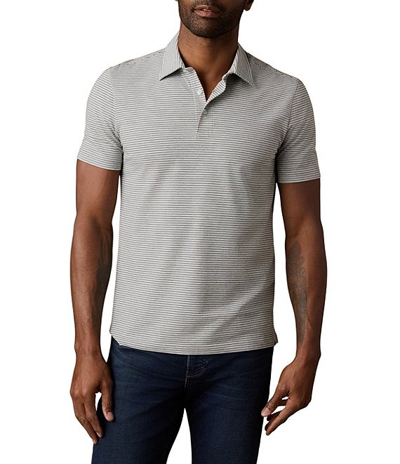 Faherty Movement Stripe Pattern Short Sleeve Polo Shirt