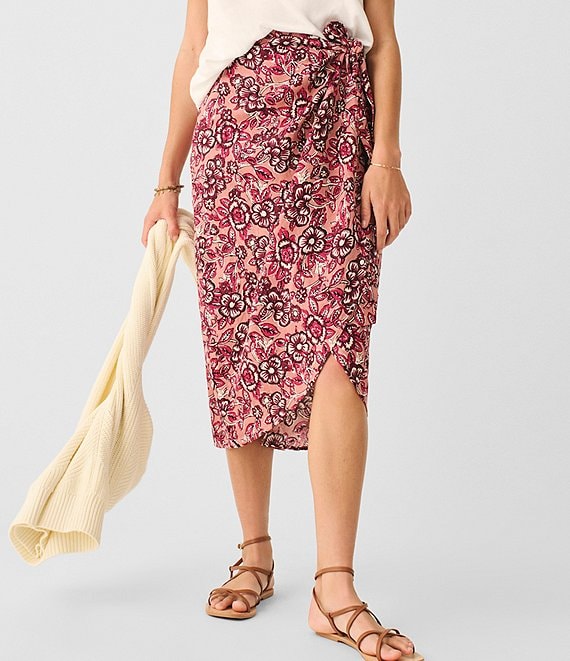 Faherty Pacifica Linen Blend Wrap Skirt | Dillard's